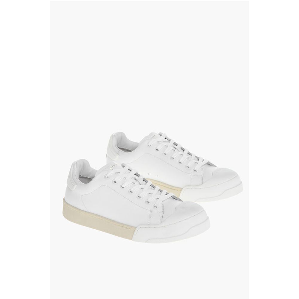 Marni Monochrome Leather Sneakers with Rubber Toe