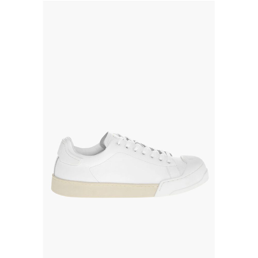 Marni Monochrome Leather Sneakers with Rubber Toe - Image 3