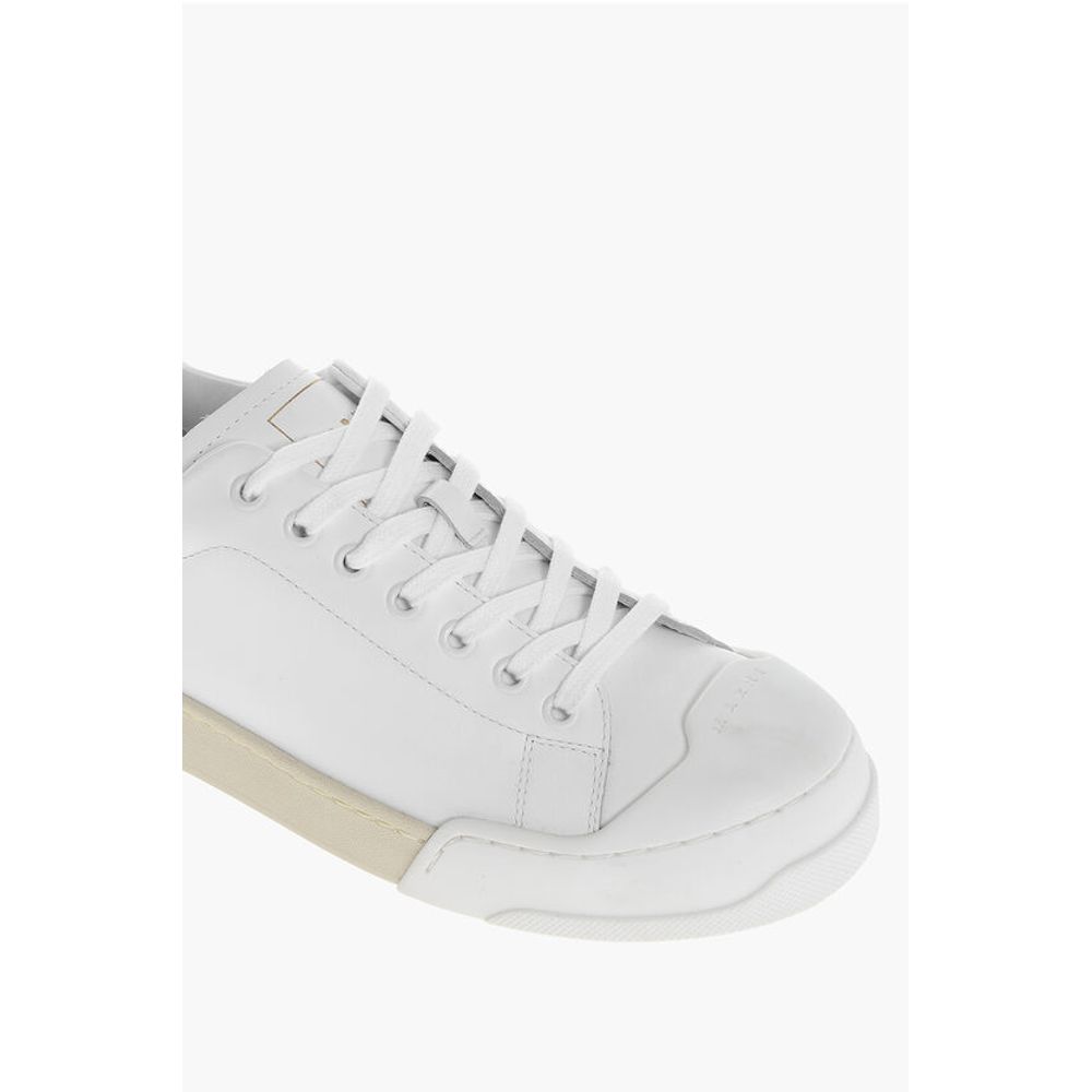 Marni Monochrome Leather Sneakers with Rubber Toe - Image 4