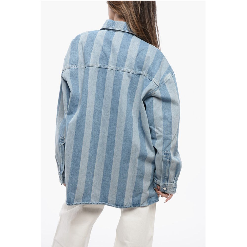 Nanushka Awning Striped Denim BEAUX Overshirt with Logo Buttons - Image 2
