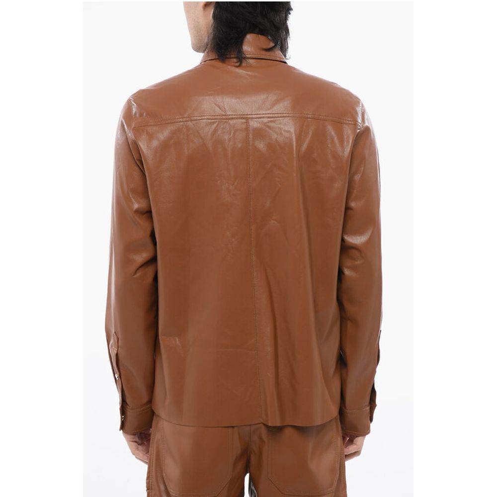 Nanushka Faux Leather LEEN Shirt with Double Breast Pocket - Image 2