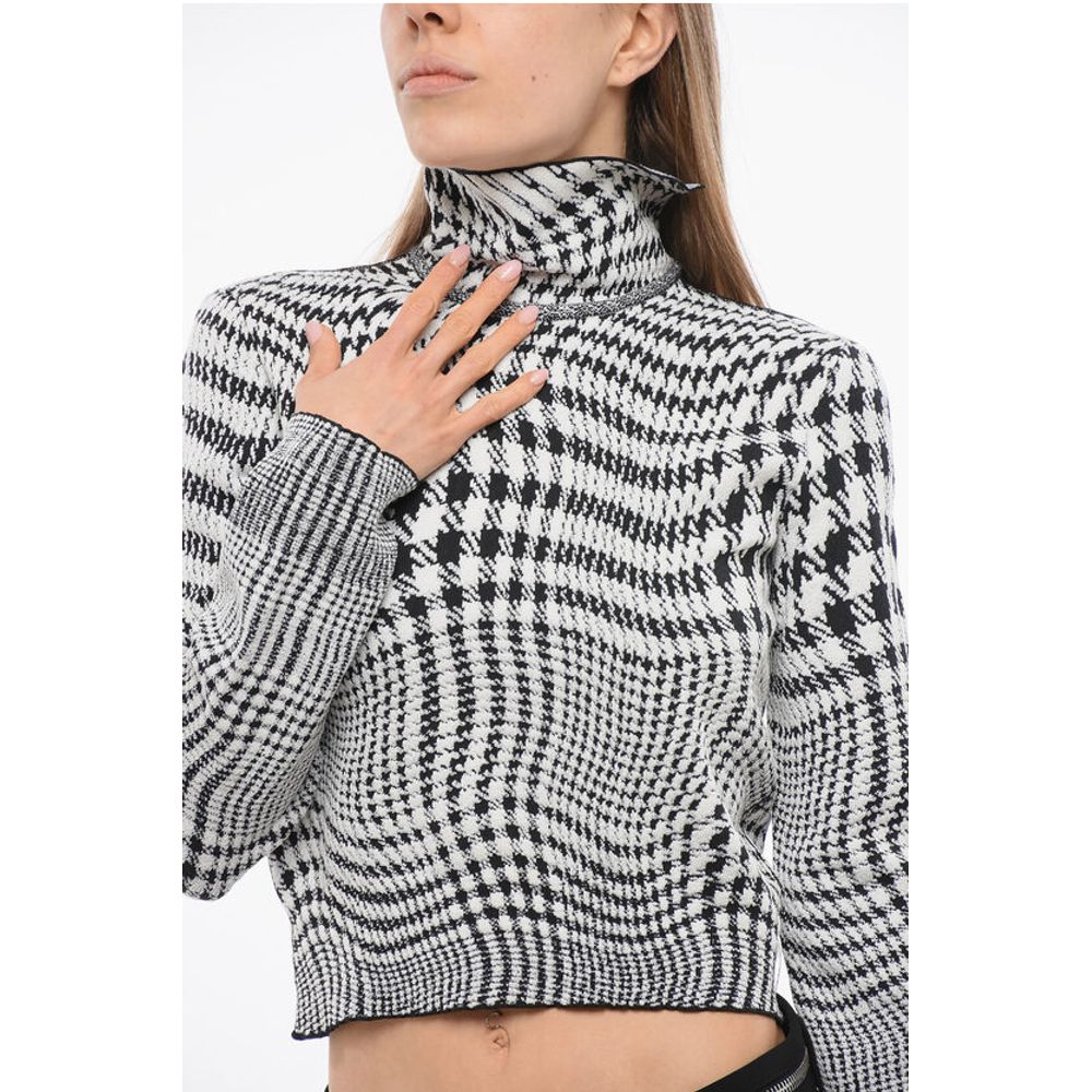 Burberry Turtleneck Stretch Wool Sweater with Houndstooth Pattern - Image 2