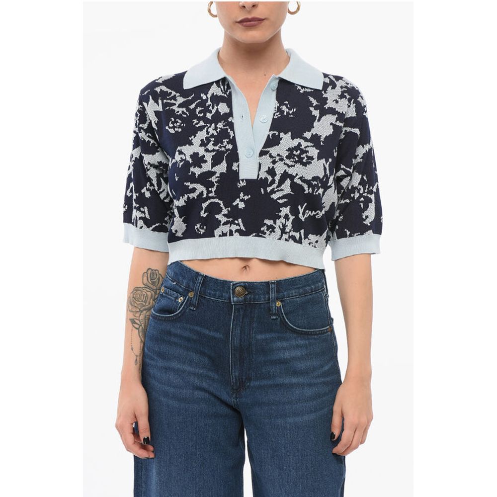 Kenzo Jacquard Cotton Blend Cropped Fit Polo