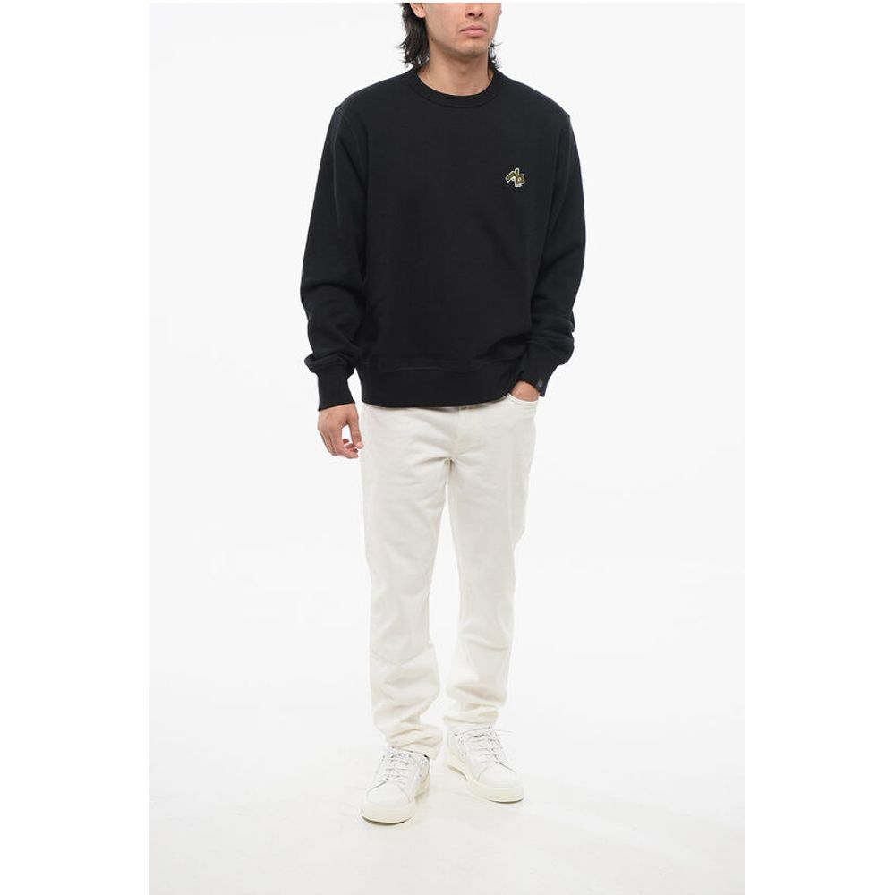 Rag&Bone Crew Neck Brushed Cotton Sweatshirt with Patch - Image 4