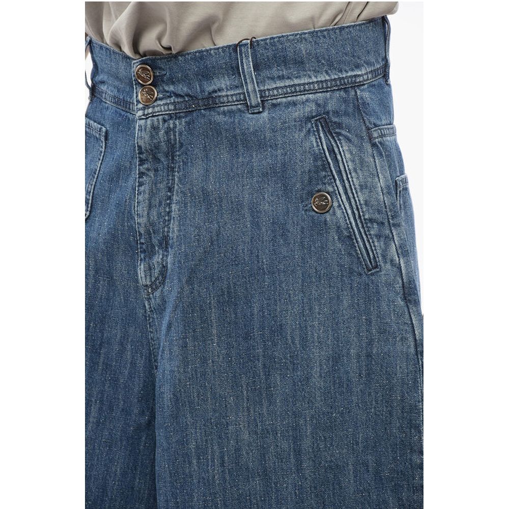 Etro Flared Fit Denim Shorts with Belt Loops - Image 3