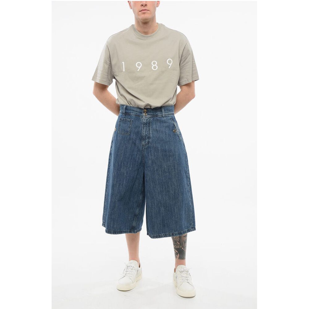 Etro Flared Fit Denim Shorts with Belt Loops - Image 4