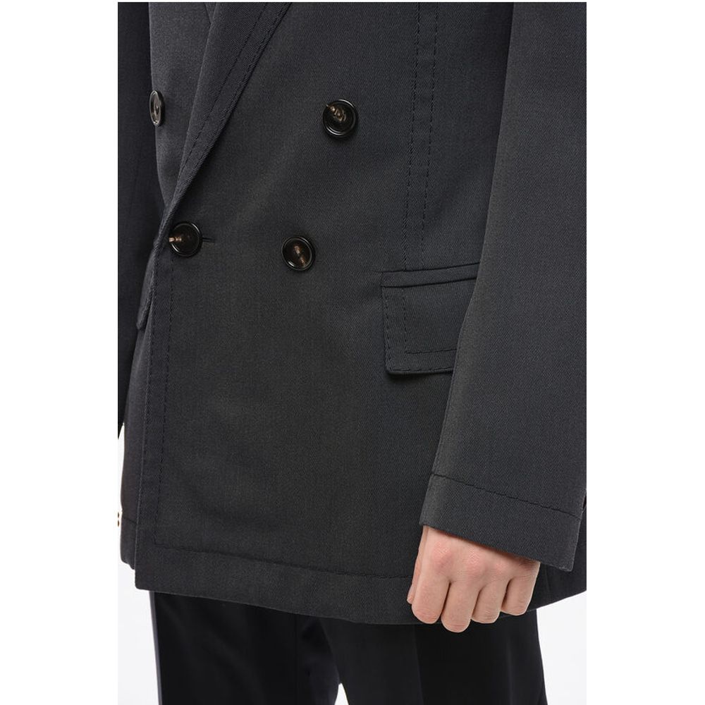 Bottega Veneta Double-breasted Twill Wool Blazer with Visible Stitchings - Image 3