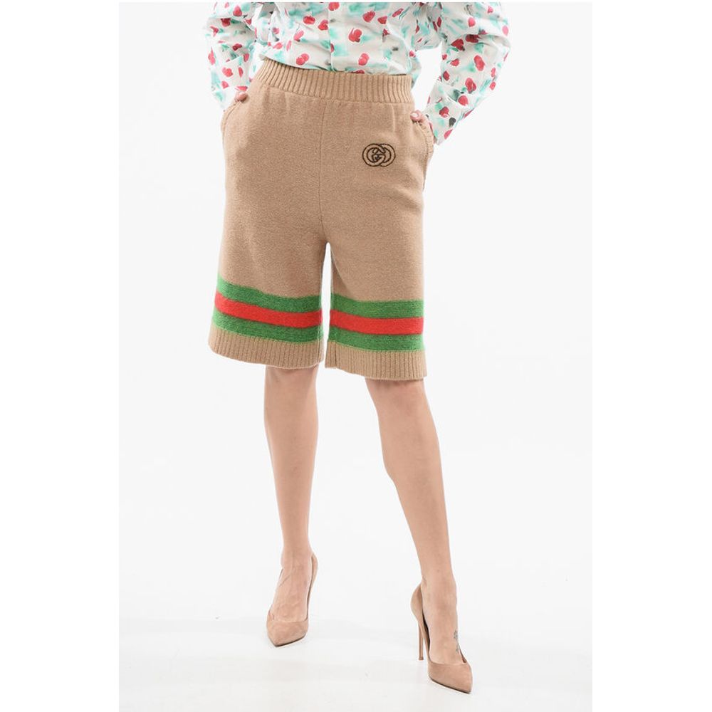 Gucci Iconic Banded Knitted Shorts with Embroidered Logo