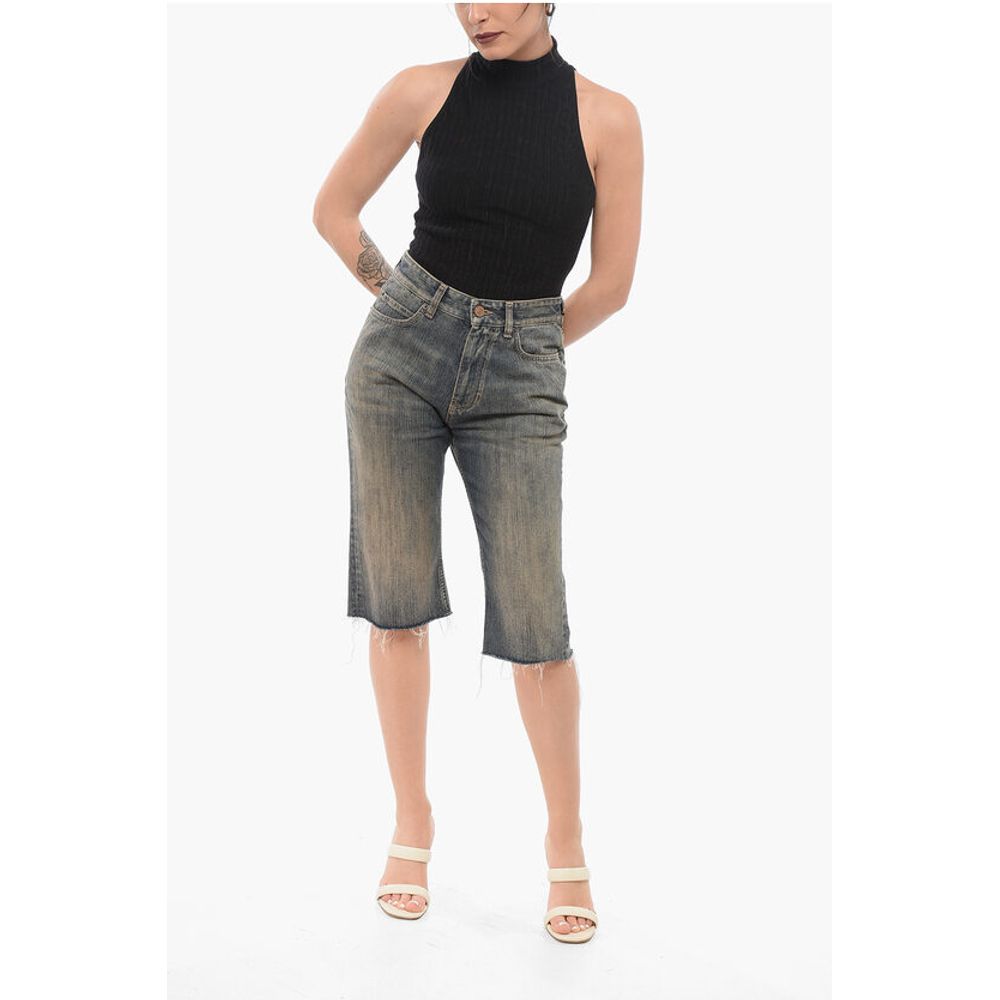 Balenciaga Vintage Washed Denim Shorts with Raw-cut Hem - Image 4