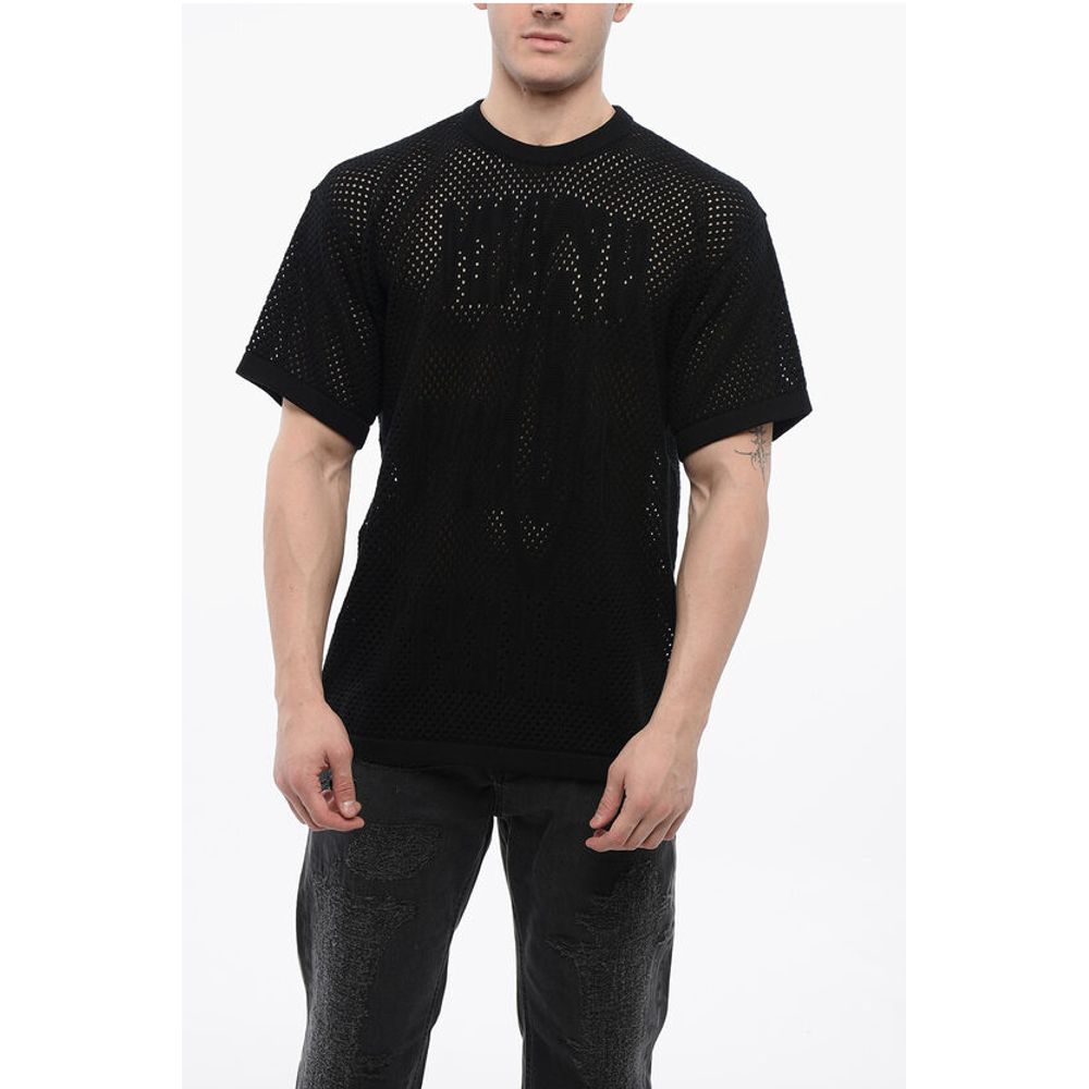 Maison Margiela MM6 Crew Neck Openwork Cotton Sweater