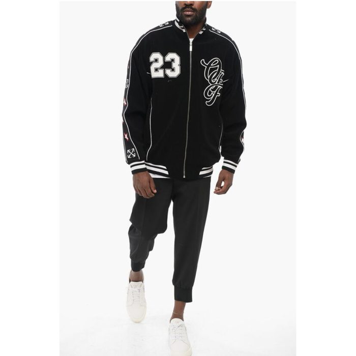 Off-White Embroidered NATURE LOVER Varsity Bomber - Image 4