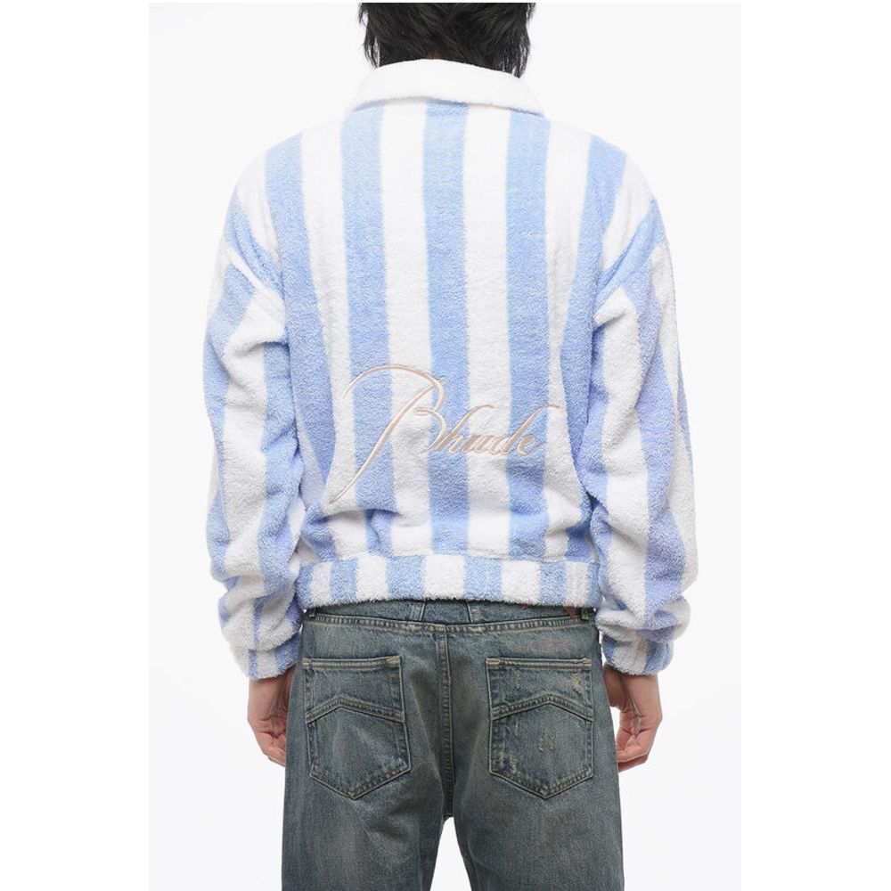 Rhude Awning Striped Terry Cotton 3-Buttons Sweatshirt - Image 2