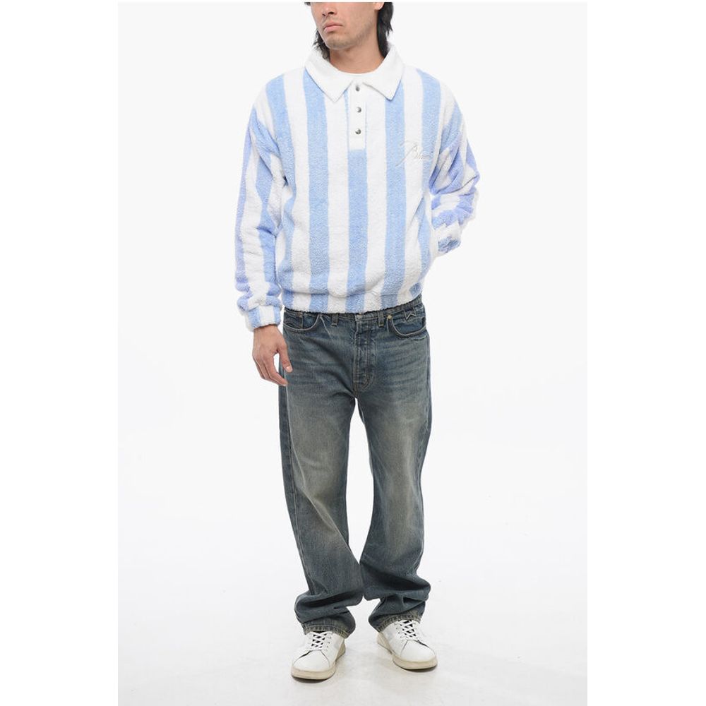 Rhude Awning Striped Terry Cotton 3-Buttons Sweatshirt - Image 4