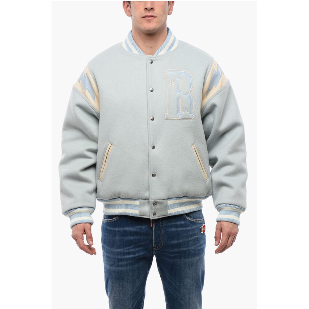 Rhude Wool Bomber with Leather and Snap Buttons