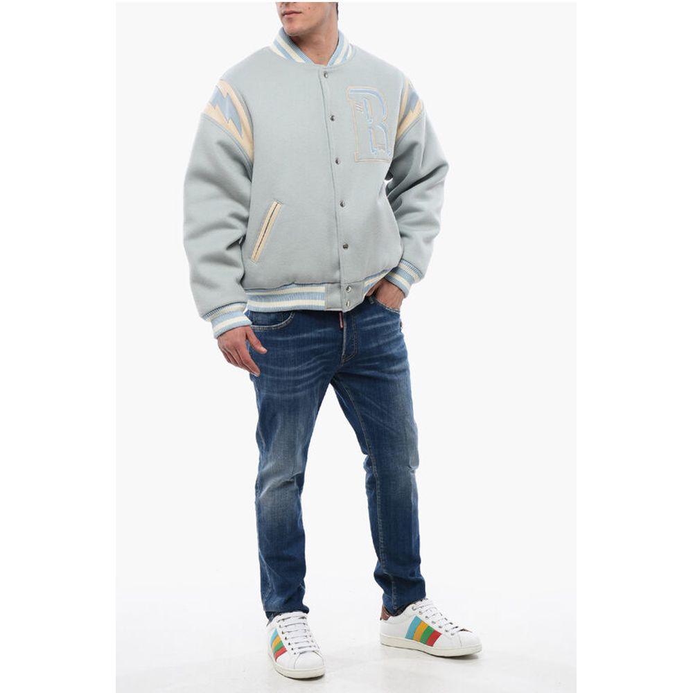 Rhude Wool Bomber with Leather and Snap Buttons - Image 4