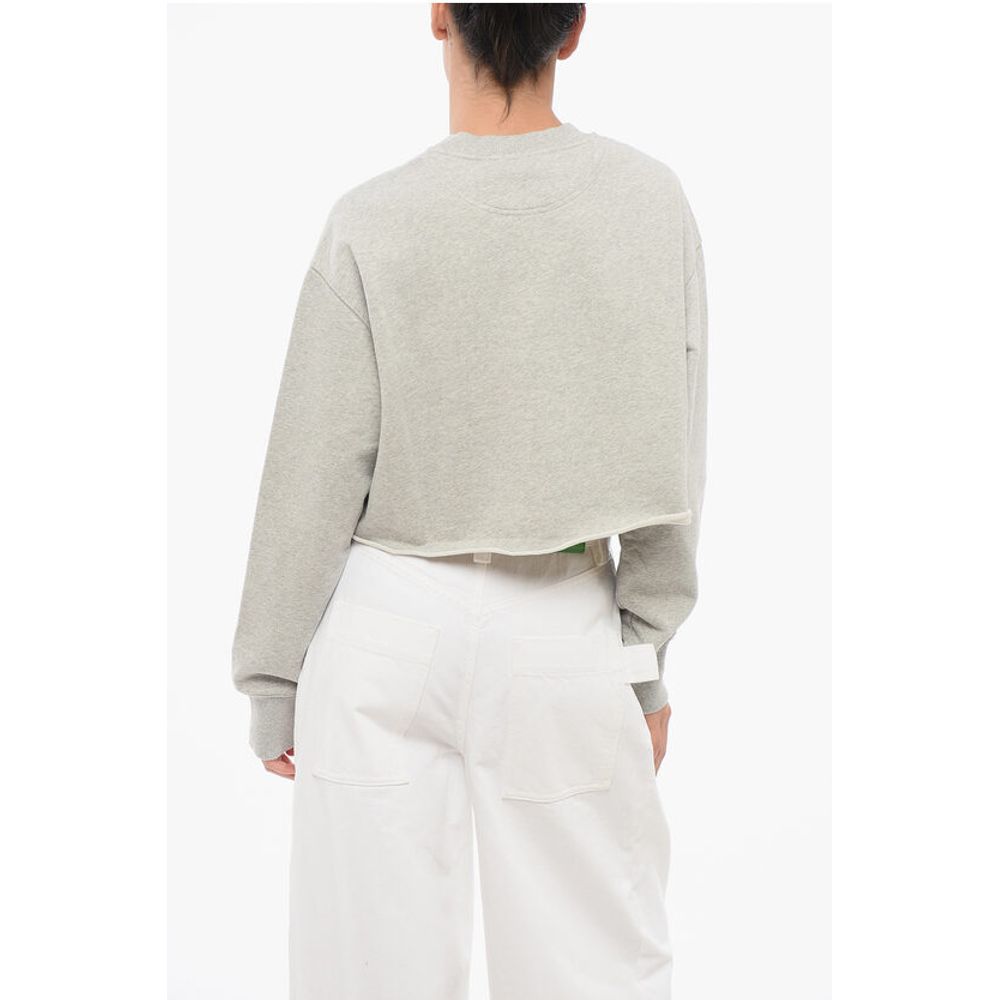 Stella McCartney Cropped Fit Sweatshirt with Raw-cut Hem and Logo Patch - Image 2