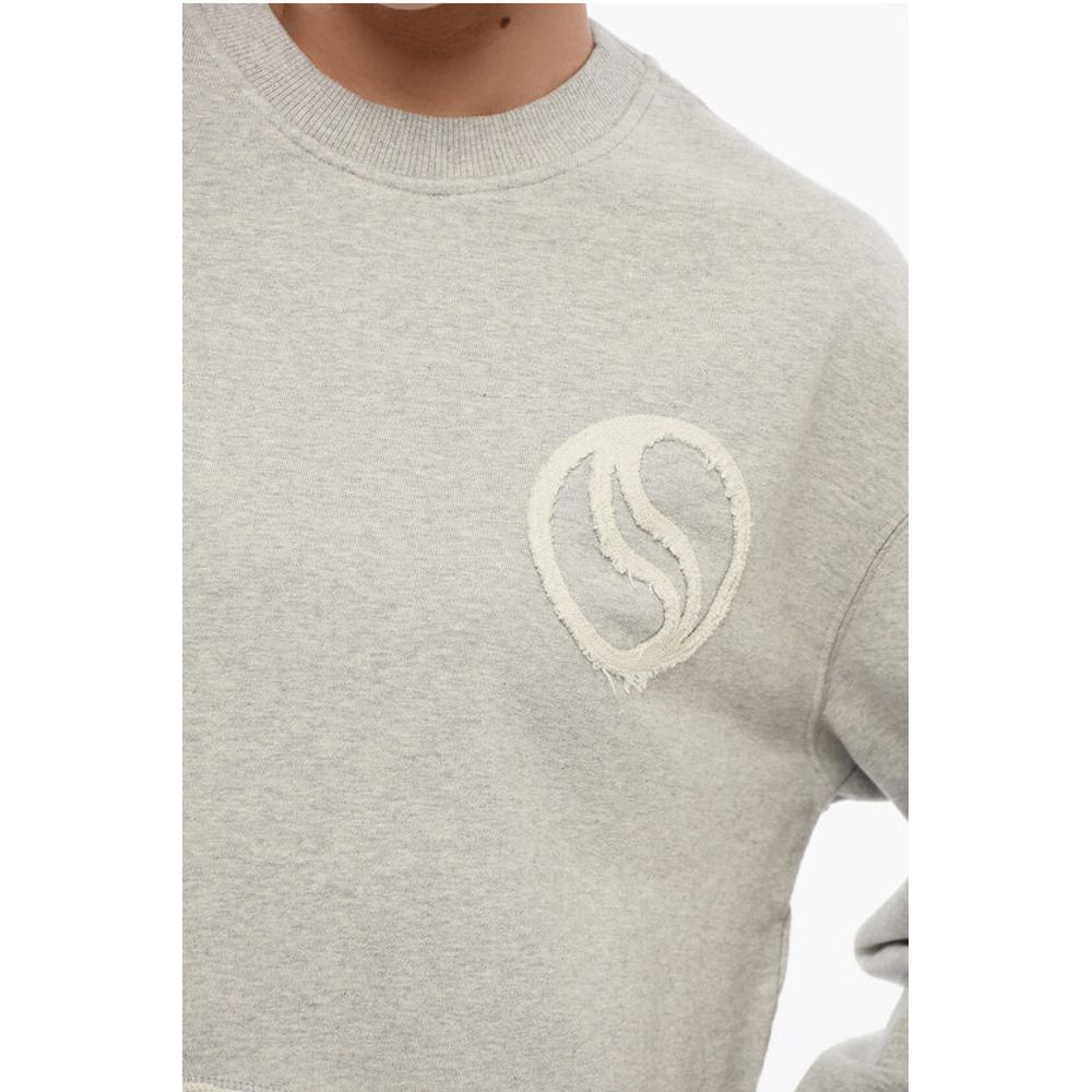 Stella McCartney Cropped Fit Sweatshirt with Raw-cut Hem and Logo Patch - Image 3