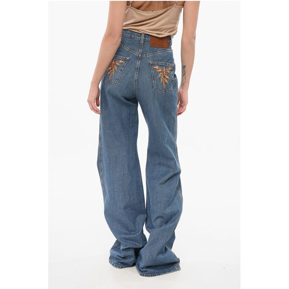 Etro Super Wide Leg Denims with Embroidered Pockets - Image 2