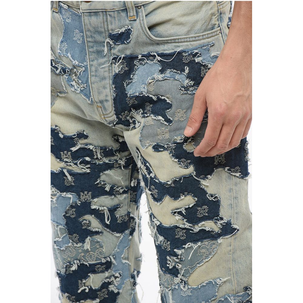 Amiri Fringed Hem PATCHWORK CAMO Denims 22cm - Image 3