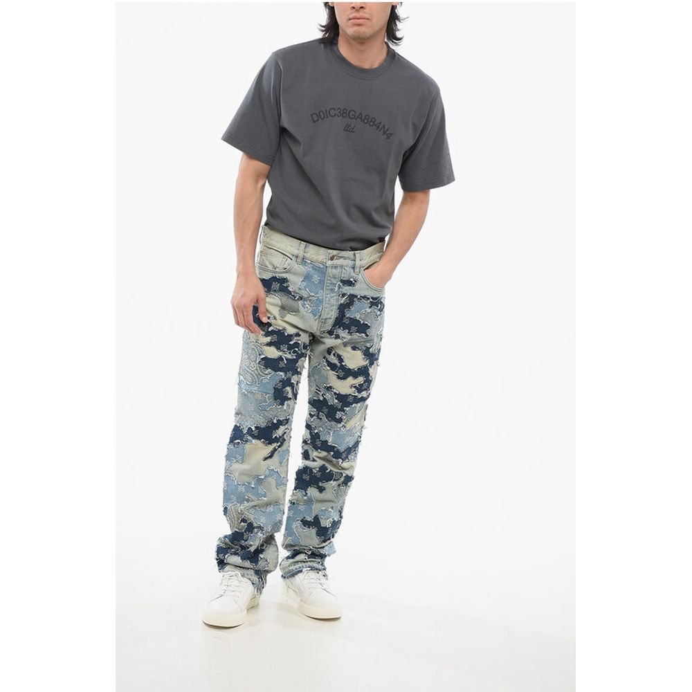 Amiri Fringed Hem PATCHWORK CAMO Denims 22cm - Image 4