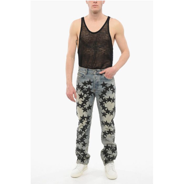 Amiri Vintage Wash CHEMIST Denims with Leather Patches 21cm - Image 4