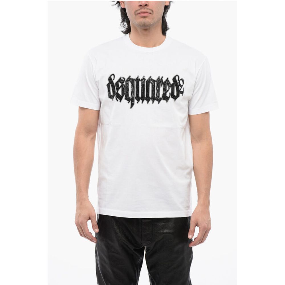 Dsquared² Cotton D2 GOTHIC Loose Fit T-Shirt with Rhinestones