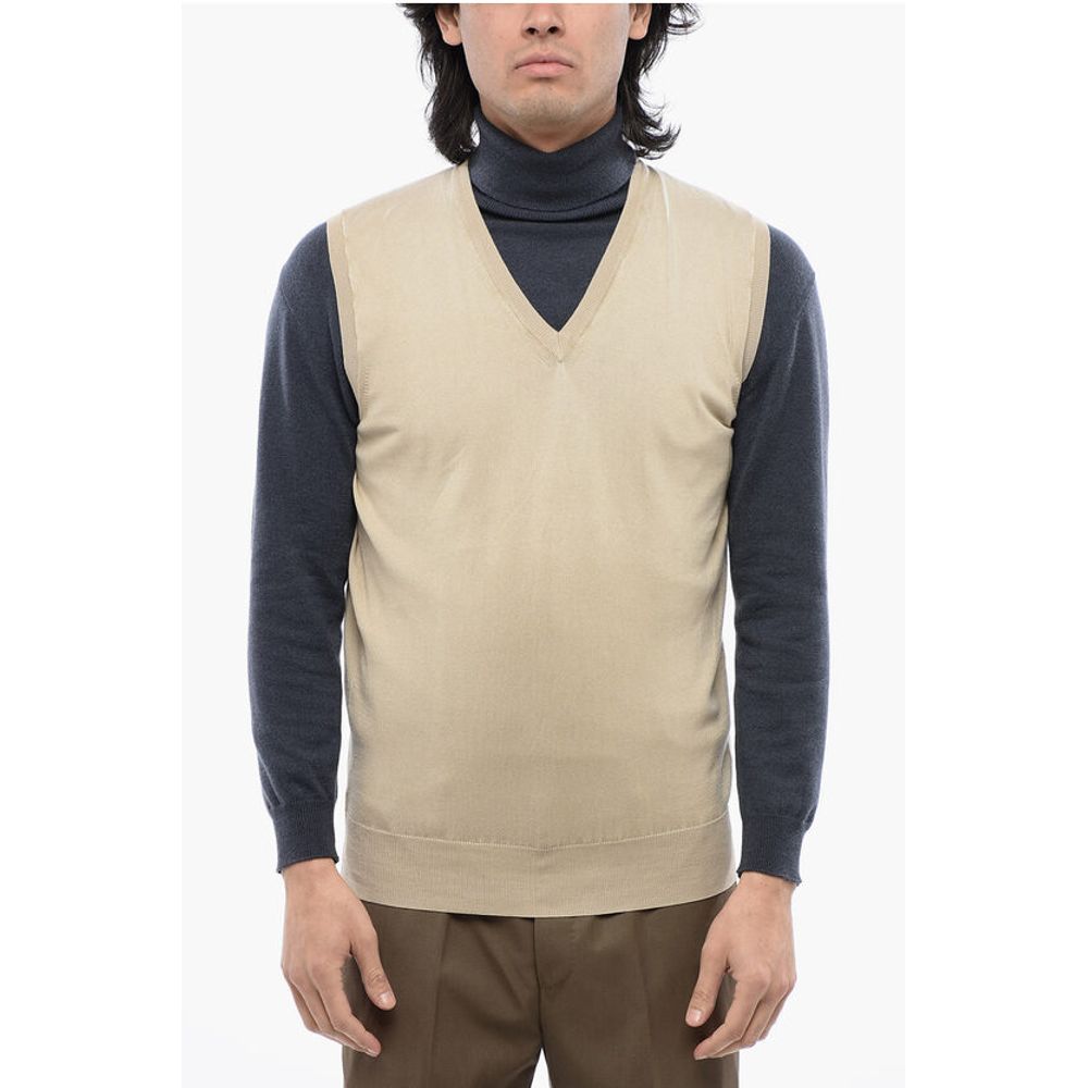 Corneliani ID Lightweight Cotton Sleeveless V-neck Sweater