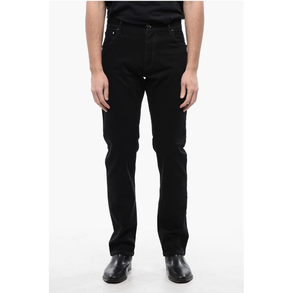 Corneliani ID Stretch Denim Jeans with Embroidered Logo 19cm