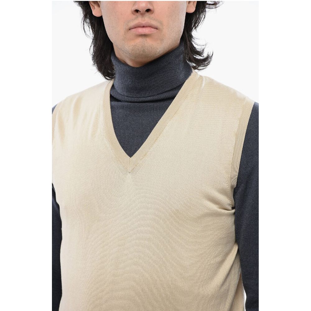 Corneliani ID Lightweight Cotton Sleeveless V-neck Sweater - Image 3