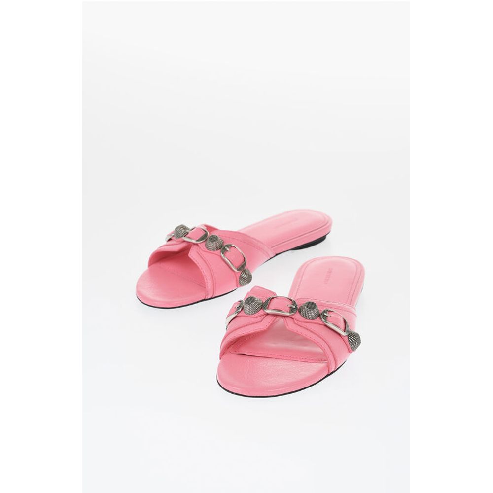 Balenciaga Leather CAGOLE Sandals with Maxi Studs and Buckle