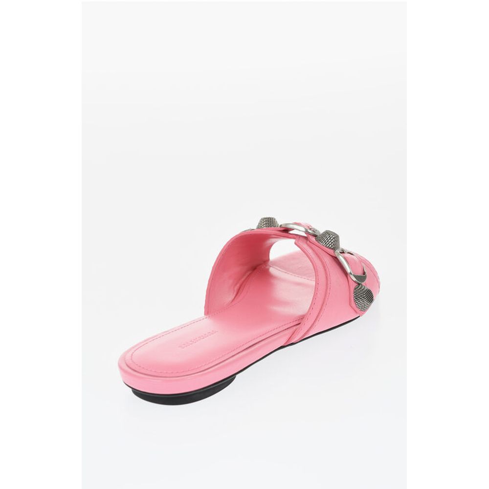 Balenciaga Leather CAGOLE Sandals with Maxi Studs and Buckle - Image 2