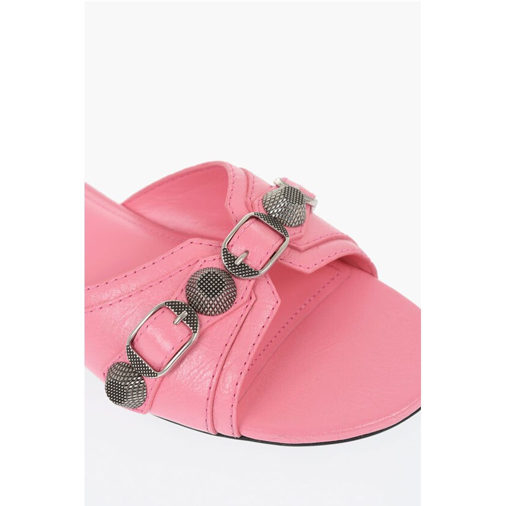 Balenciaga Leather CAGOLE Sandals with Maxi Studs and Buckle - Image 4