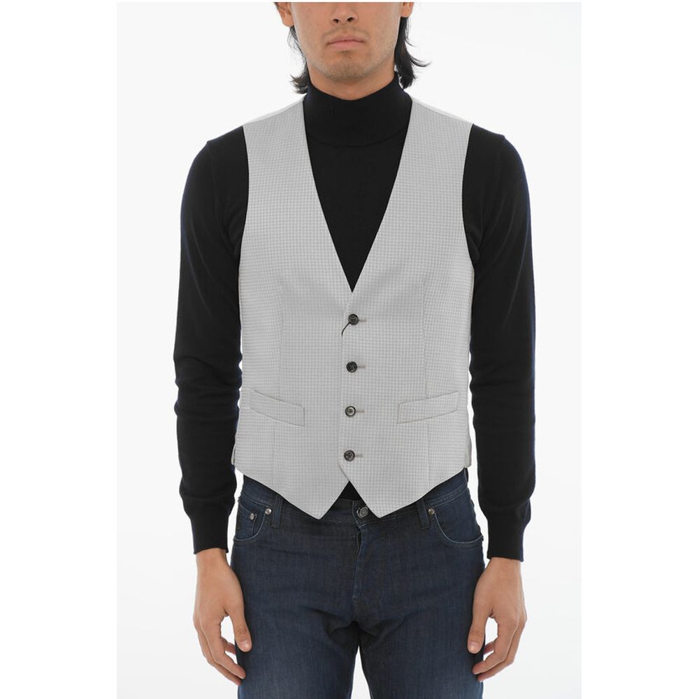 Corneliani CC COLLECTION Wool Blend Waistcoat with Contrasting Buttons