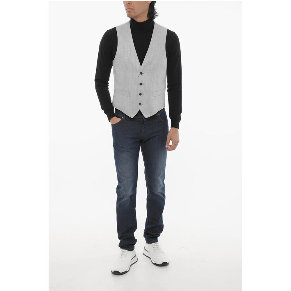 Corneliani CC COLLECTION Wool Blend Waistcoat with Contrasting Buttons - Image 4