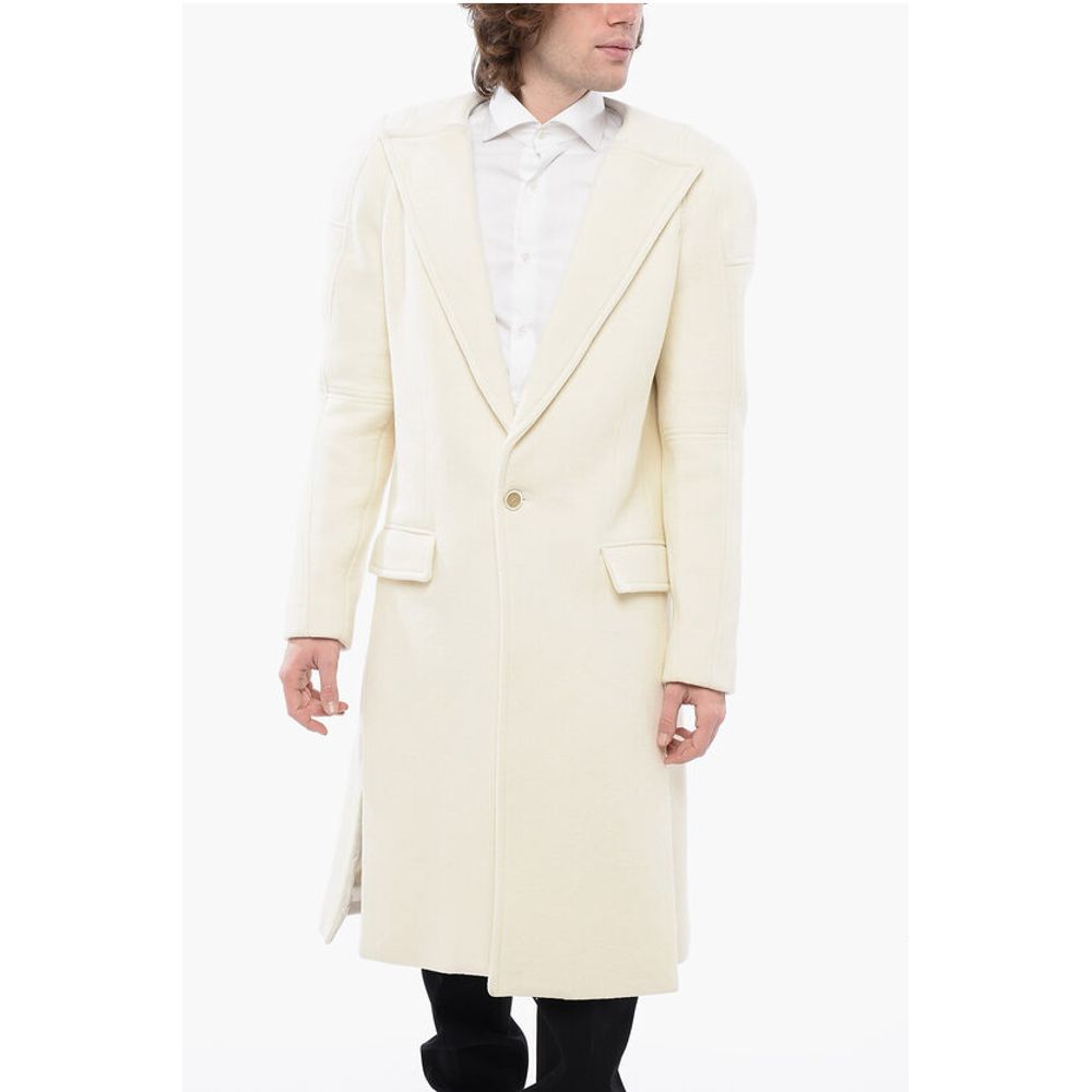 Balmain Wool Blend Slim Fit Coat with Padded Shoulders