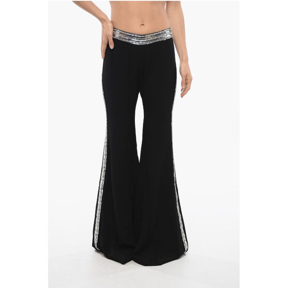 Balmain Flare-Fit Pants With Sequined Side Bands