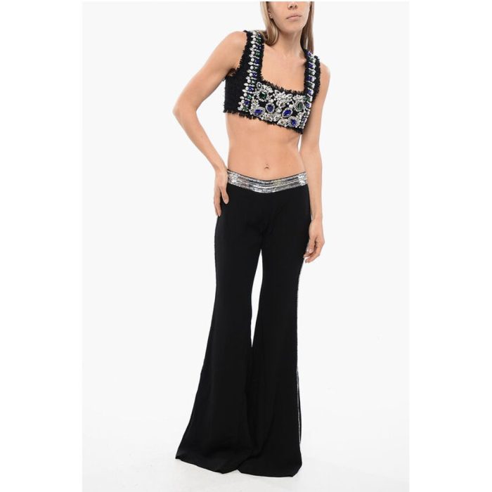 Balmain Flare-Fit Pants With Sequined Side Bands - Image 3