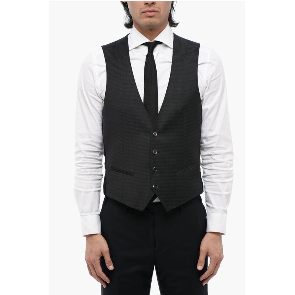 Corneliani CC COLLECTION Virgin Wool Blend Waistcoat with Martingale