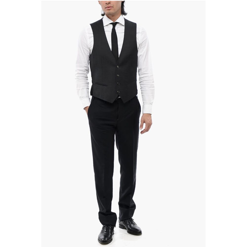Corneliani CC COLLECTION Virgin Wool Blend Waistcoat with Martingale - Image 4
