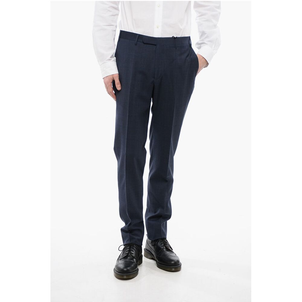 Corneliani CC COLLECTION Virgin Wool Pants with Check Pattern
