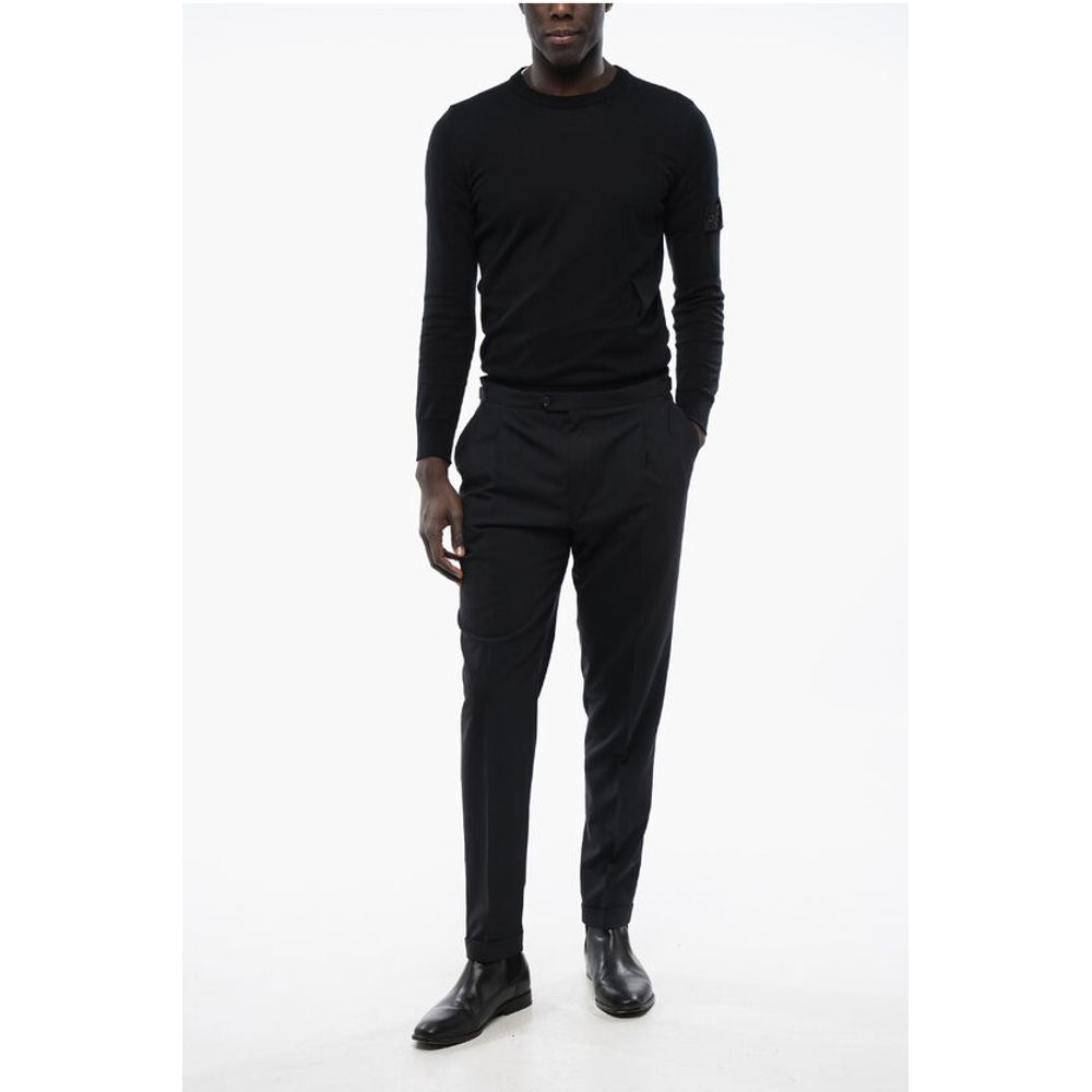 Corneliani CC COLLECTION Double-pleated Wool Blend Pants with Martingal - Image 4