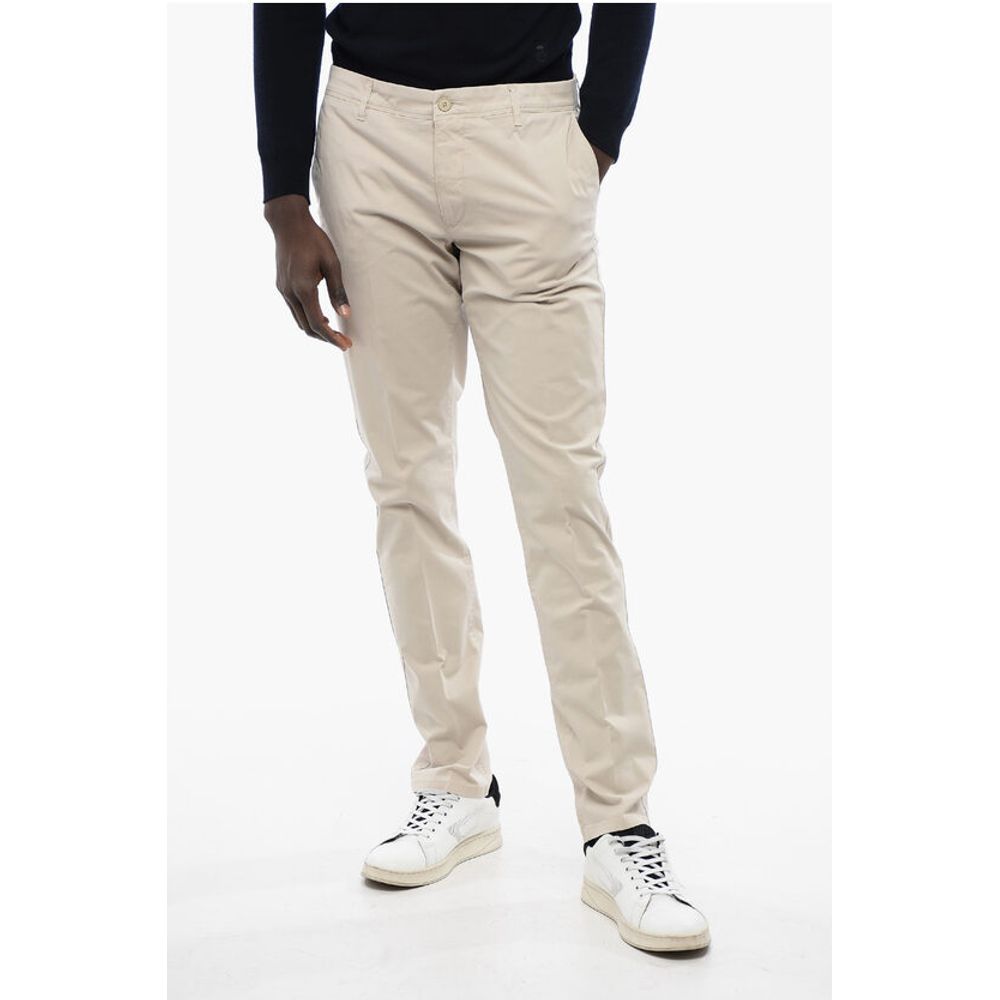 Corneliani CC COLLECTION Stretch Cotton Chinos Pants with Belt Loops