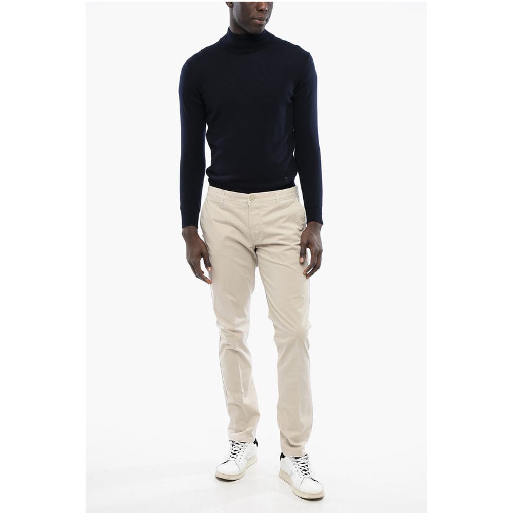 Corneliani CC COLLECTION Stretch Cotton Chinos Pants with Belt Loops - Image 4