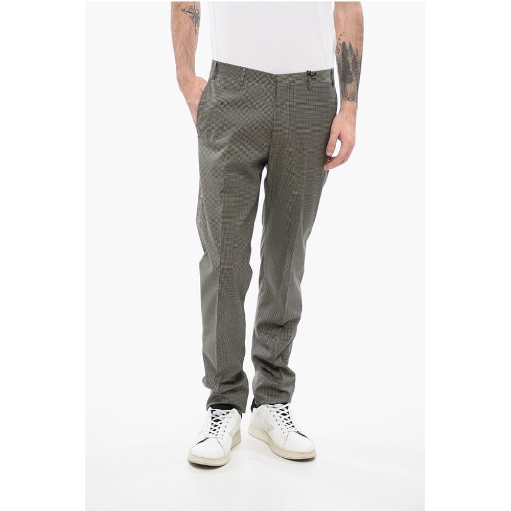 Corneliani CC COLLECTION Micro Checked Virgin Wool RESET Pants