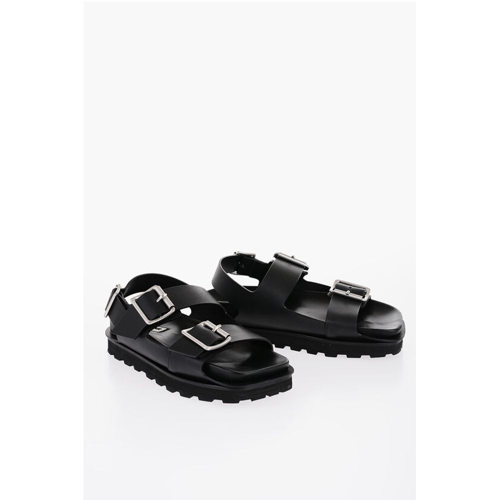 Jil Sander Leather Slingback Sandals with Double Buckle