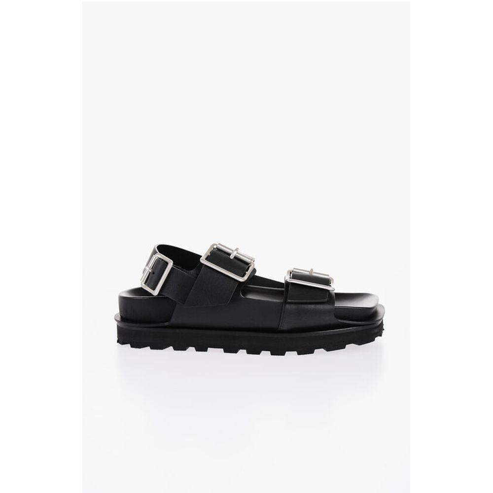 Jil Sander Leather Slingback Sandals with Double Buckle - Image 3