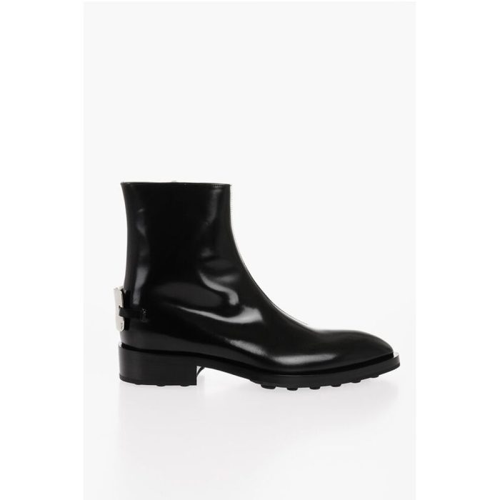 Jil Sander Brushed Leather ANGKOR Booties with Metal Plaque 4cm - Image 3