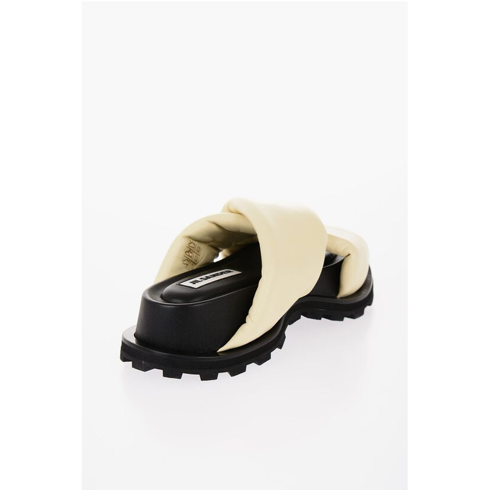 Jil Sander Criss Cross Designed Leather Sandals with Carrion Sole - Image 2