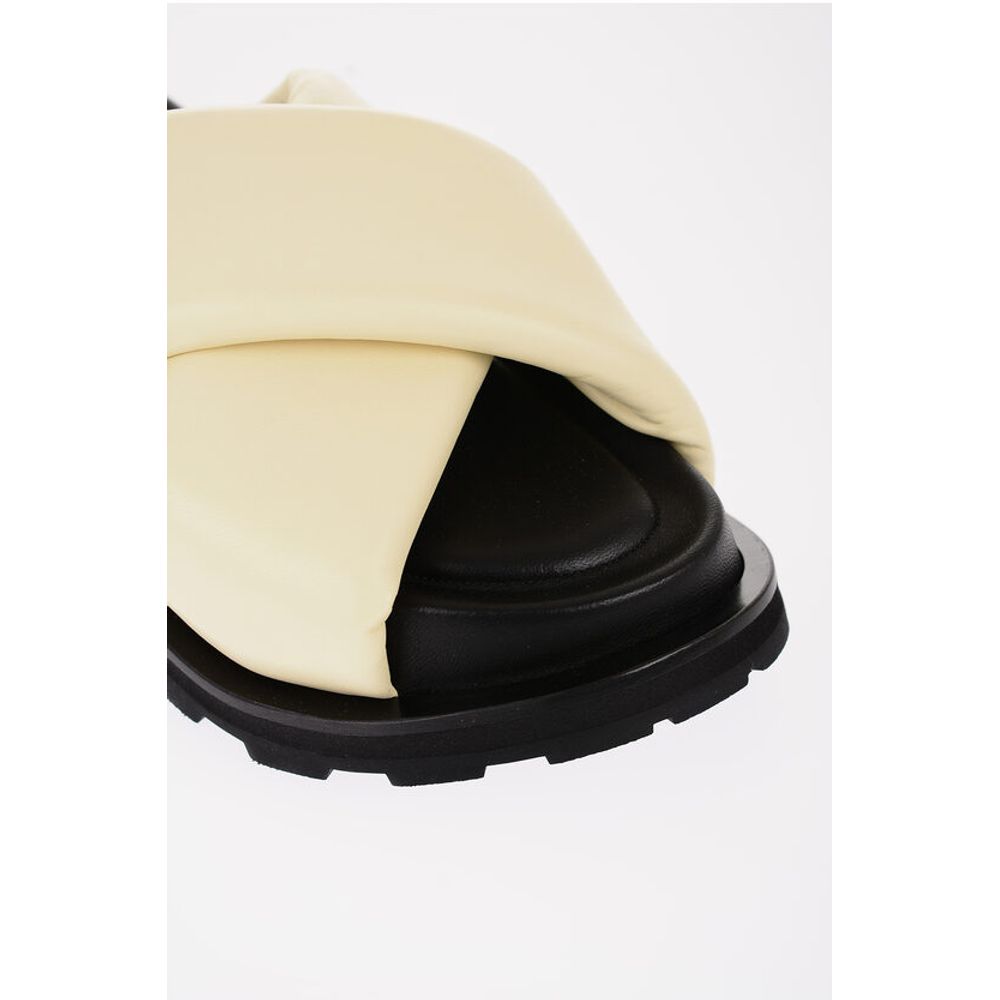 Jil Sander Criss Cross Designed Leather Sandals with Carrion Sole - Image 4