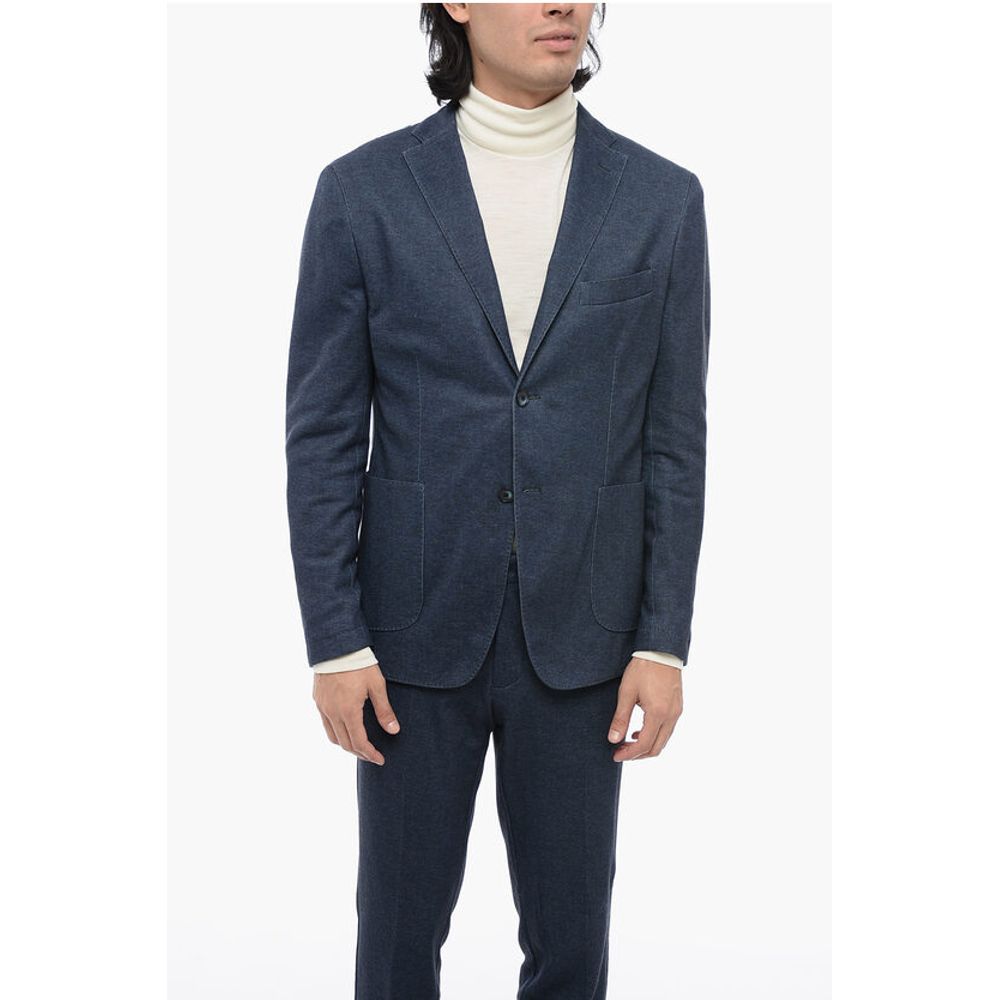 Corneliani CC COLLECTION Cotton Blend Suit with Notch Lapel and Patch P - Image 2
